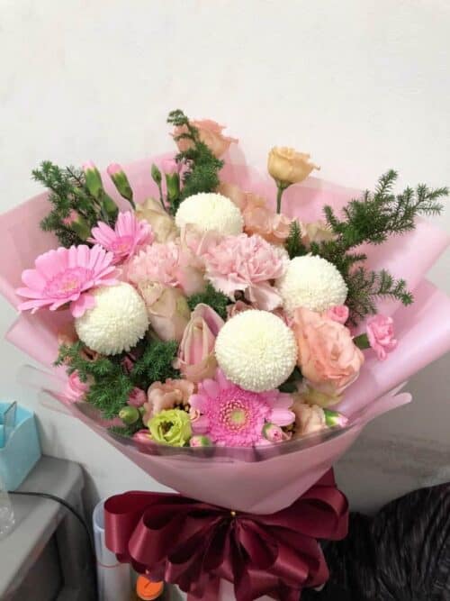 粉色系情人節花束
